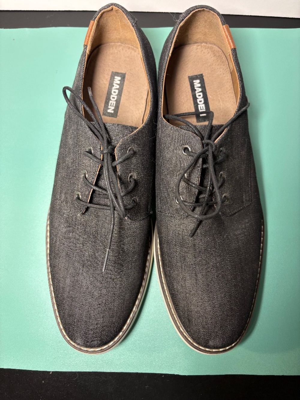 Madden Mens Black Denim Fabric Oxford Shoes size 13